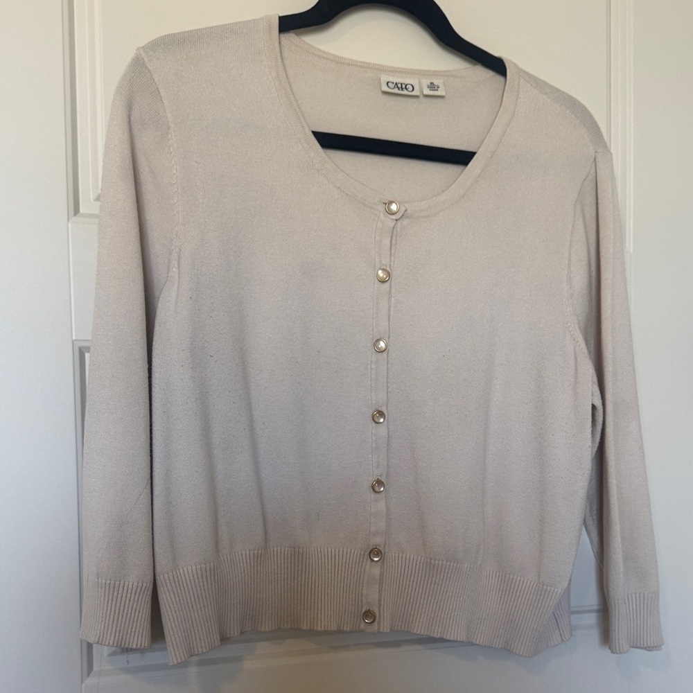 Cato Beige Button-Up Women's Cardigan